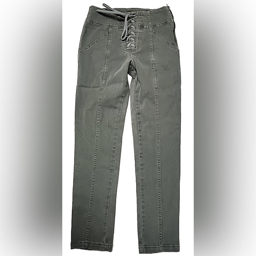 Express High-Waisted Jeggings Skinny Jeans with Front Laces Size 6 in Gray